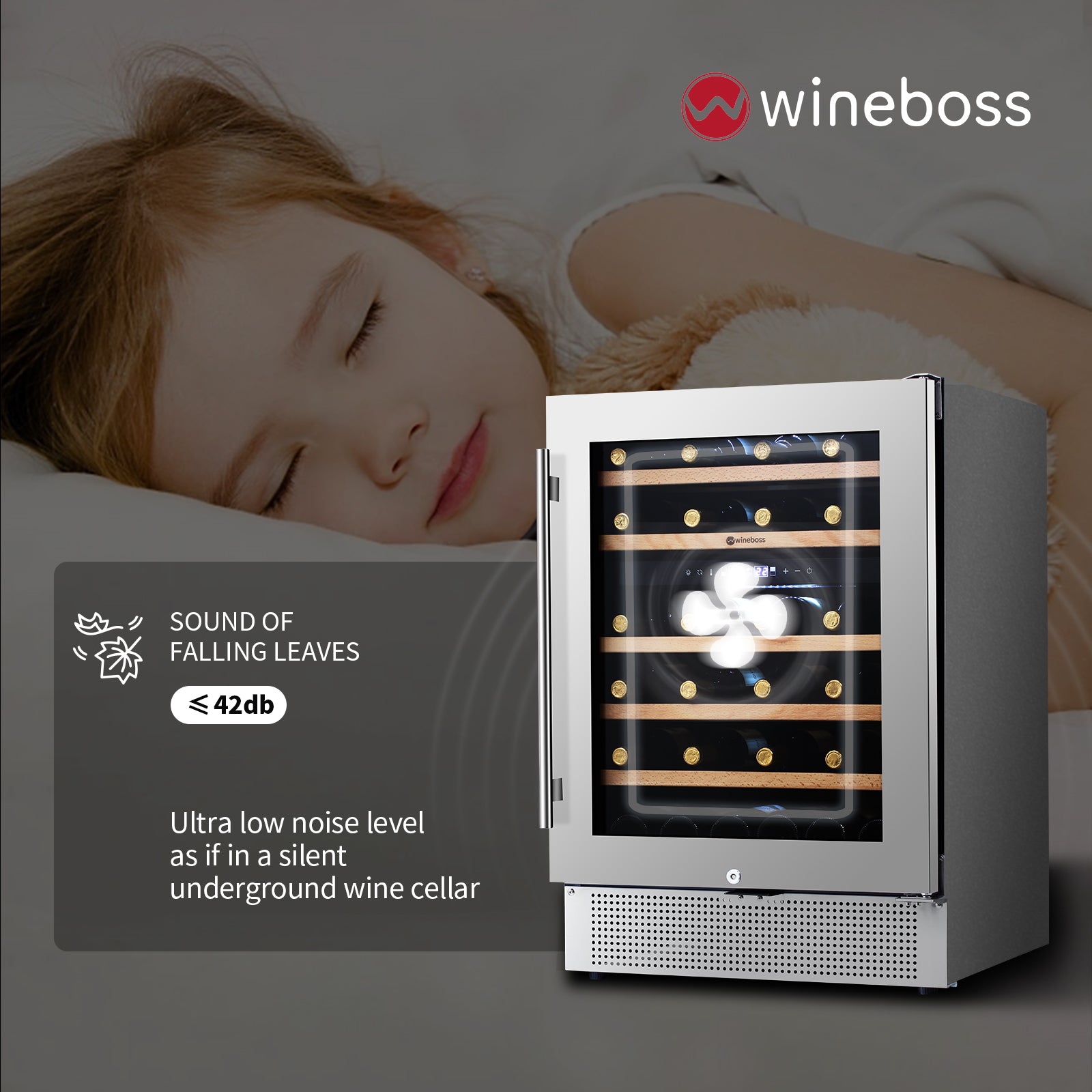 WINEBOSS 24'' Wine Cooler Refrigerator, 46 Bottle Dual Zone Built-in Under Counter