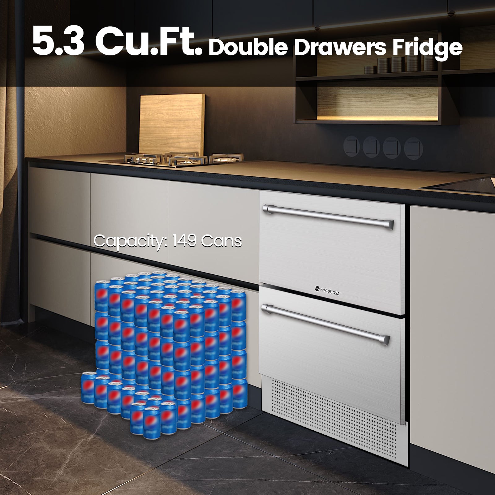 WINEBOSS 24 inch Beverage Refrigerator Under Counter