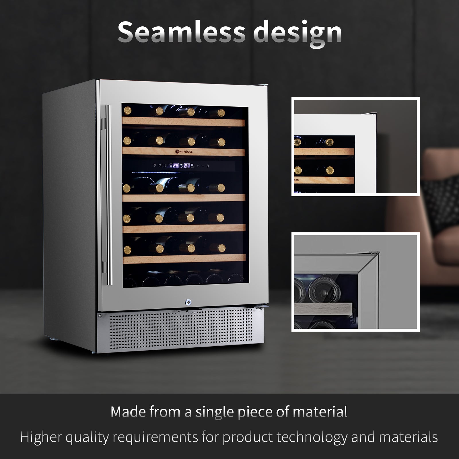 WINEBOSS 24'' Wine Cooler Refrigerator, 46 Bottle Dual Zone Built-in Under Counter