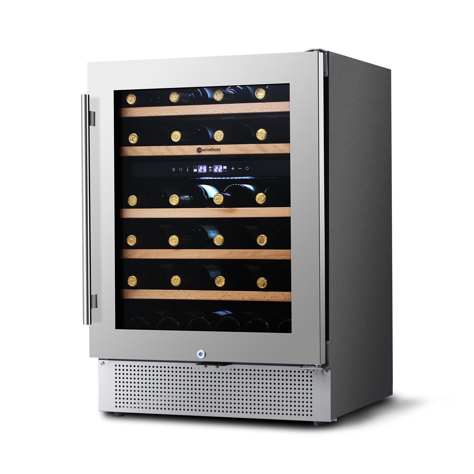 WINEBOSS 24'' Wine Cooler Refrigerator, 46 Bottle Dual Zone Built-in Under Counter