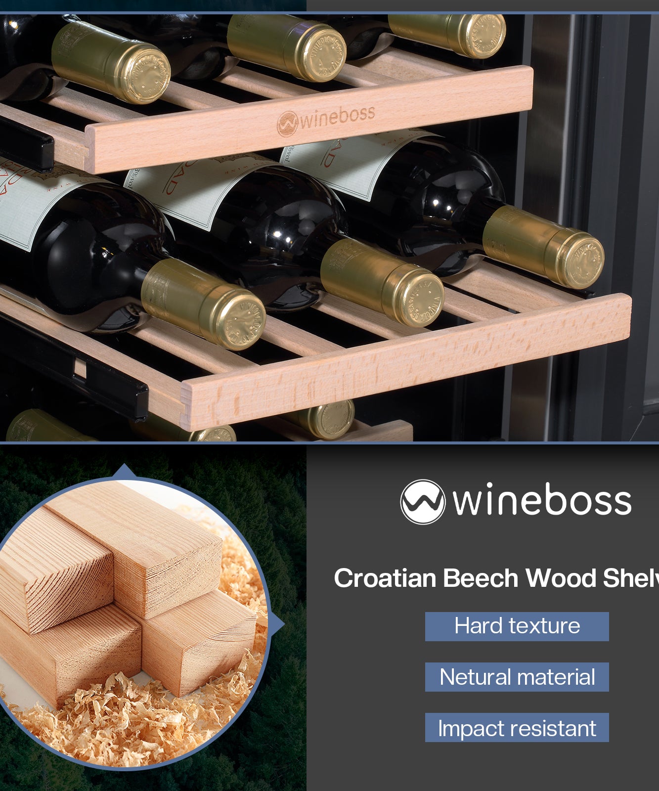 WINEBOSS 15 Inch Wine and Beverage Refrigerator, 13 Bottle & 48 Cans