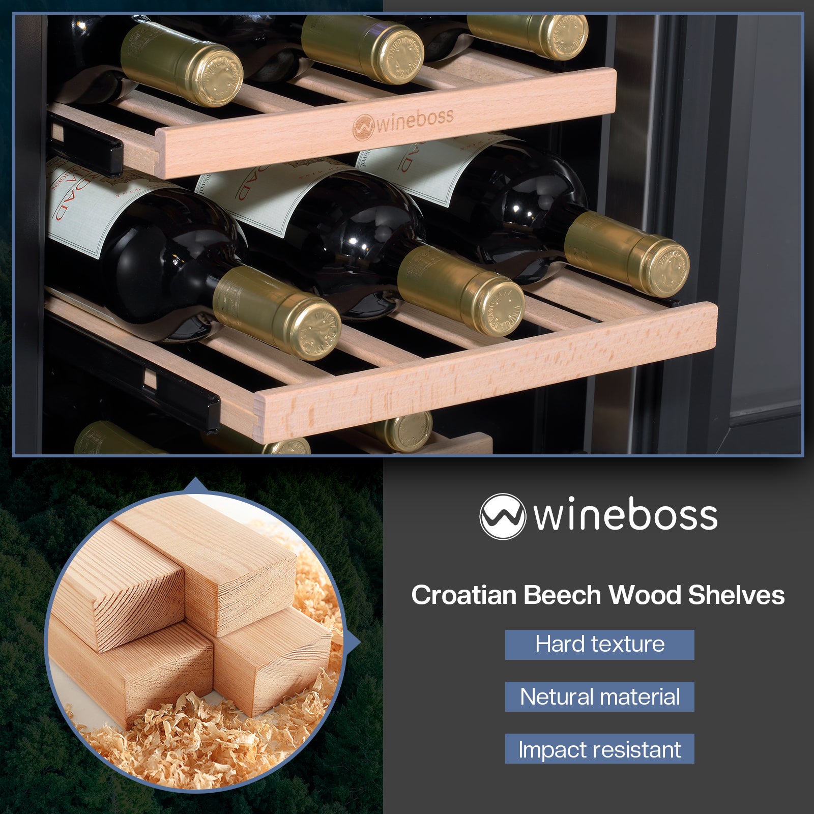 WINEBOSS 15 Inch Wine and Beverage Refrigerator, 13 Bottle & 48 Cans