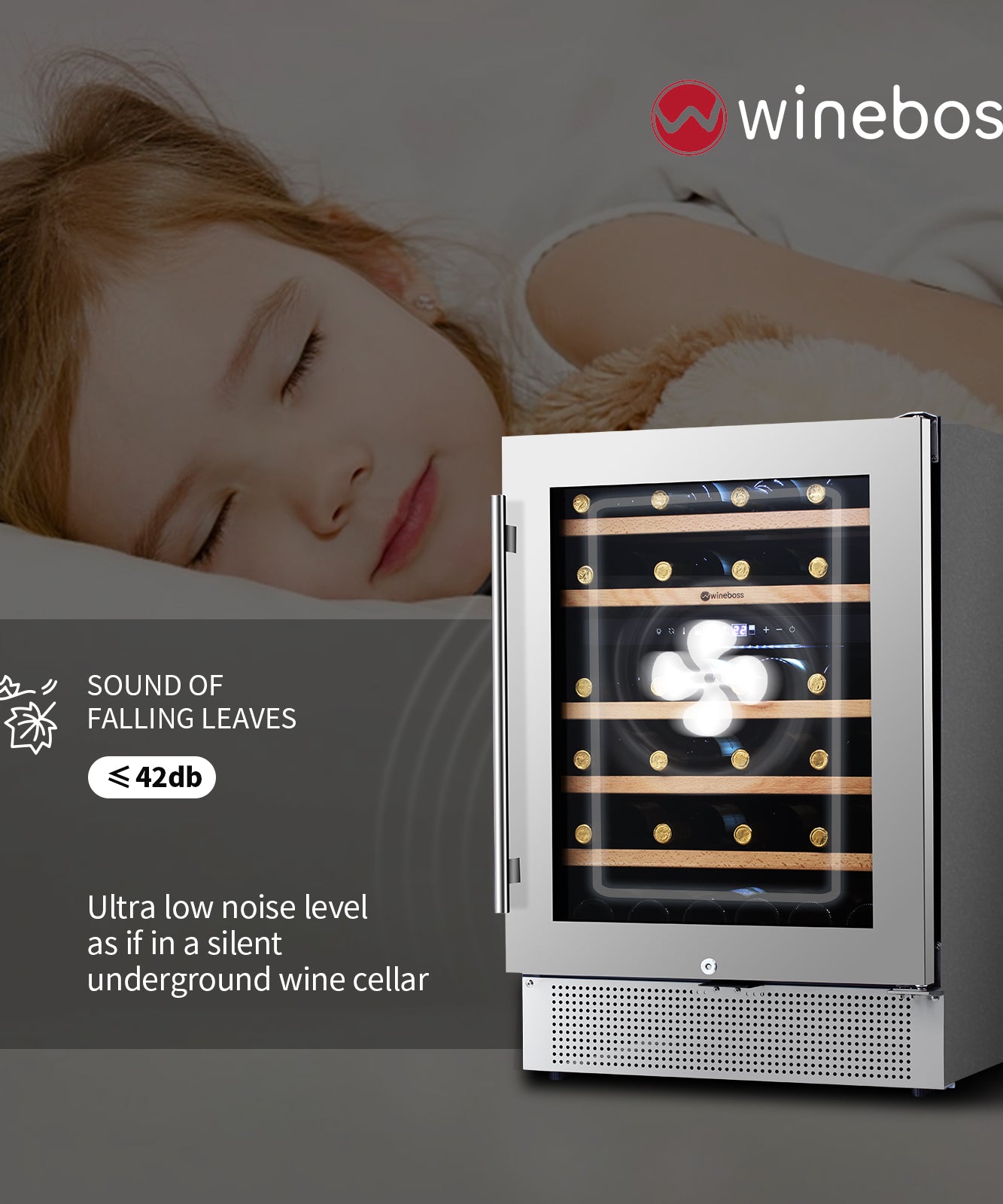 WINEBOSS 24'' Wine Cooler Refrigerator, 46 Bottle Dual Zone Built-in Under Counter