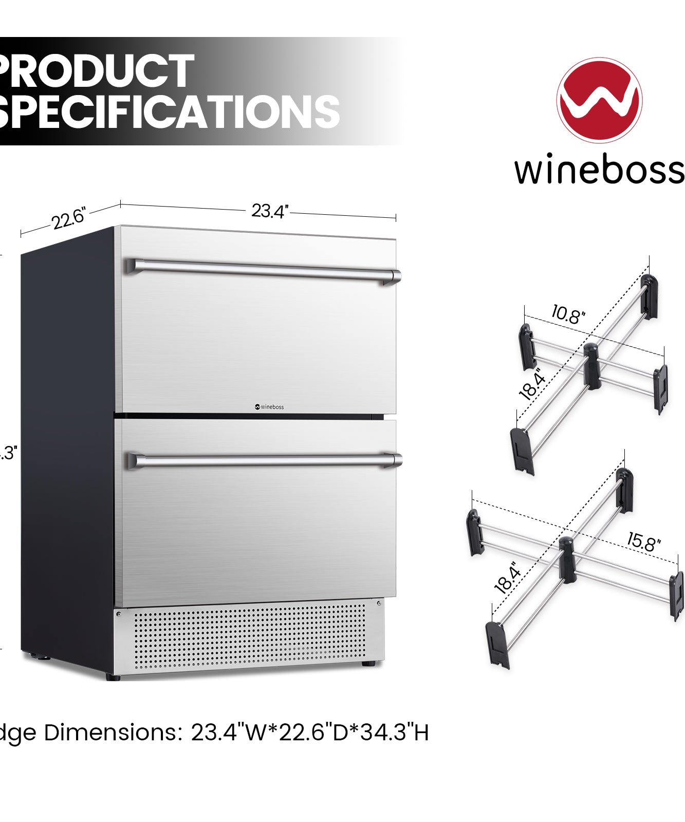 WINEBOSS 24 inch Beverage Refrigerator Under Counter