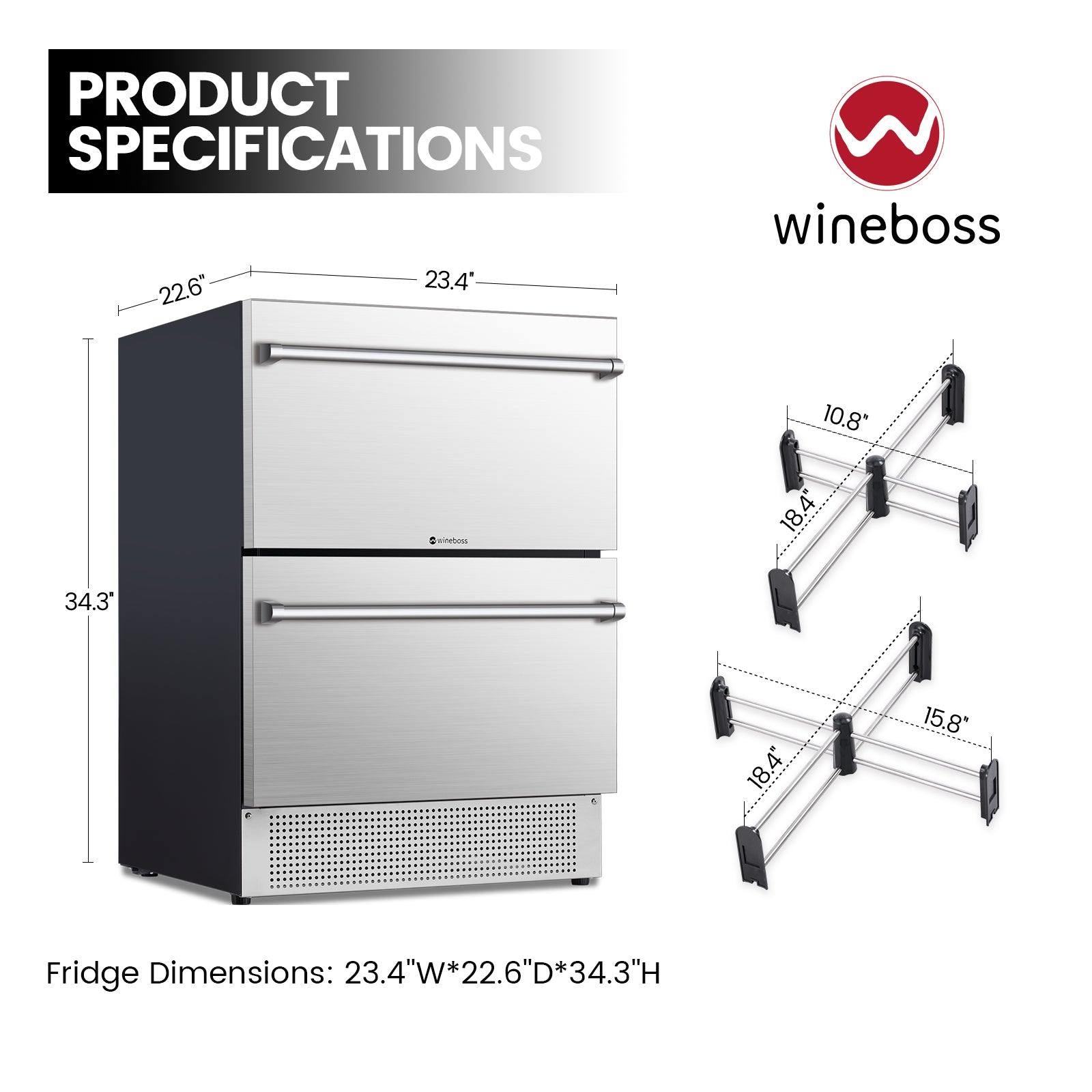 WINEBOSS 24 inch Beverage Refrigerator Under Counter