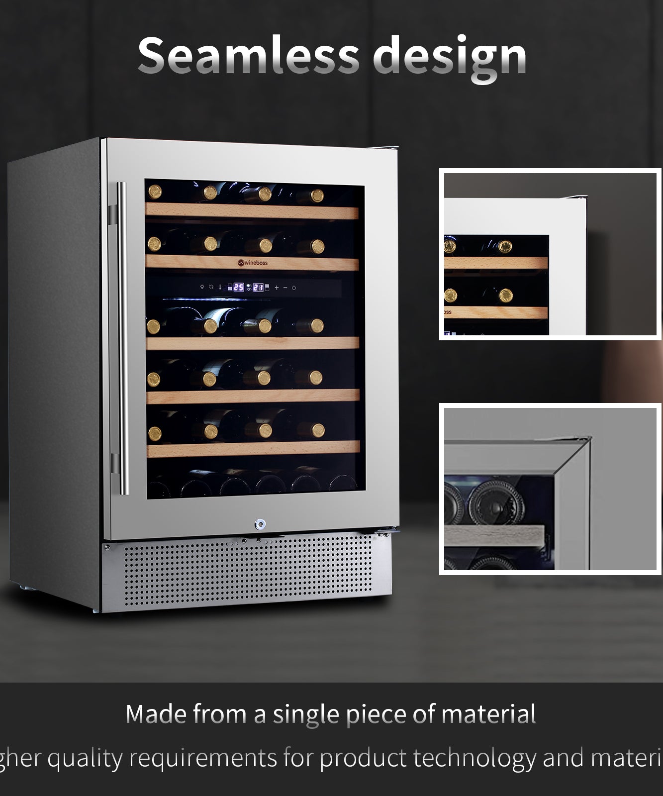 WINEBOSS 24'' Wine Cooler Refrigerator, 46 Bottle Dual Zone Built-in Under Counter